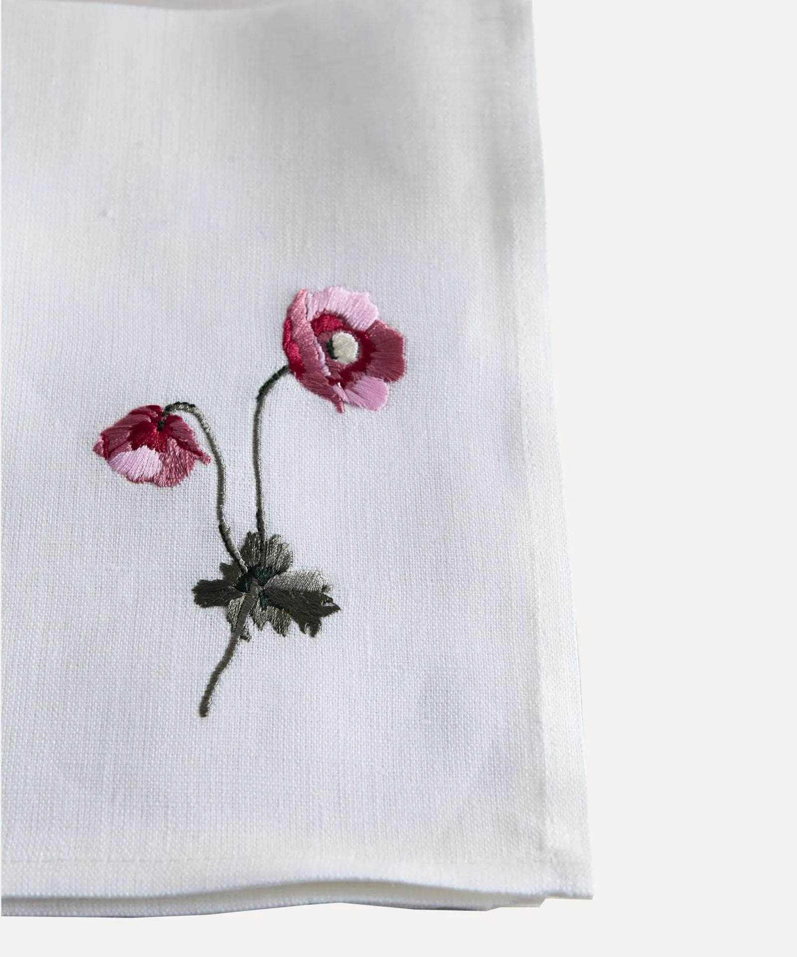 Flora Stripe Embroidered Linen Napkin