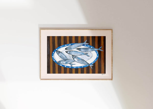 Fish on Stripe Print