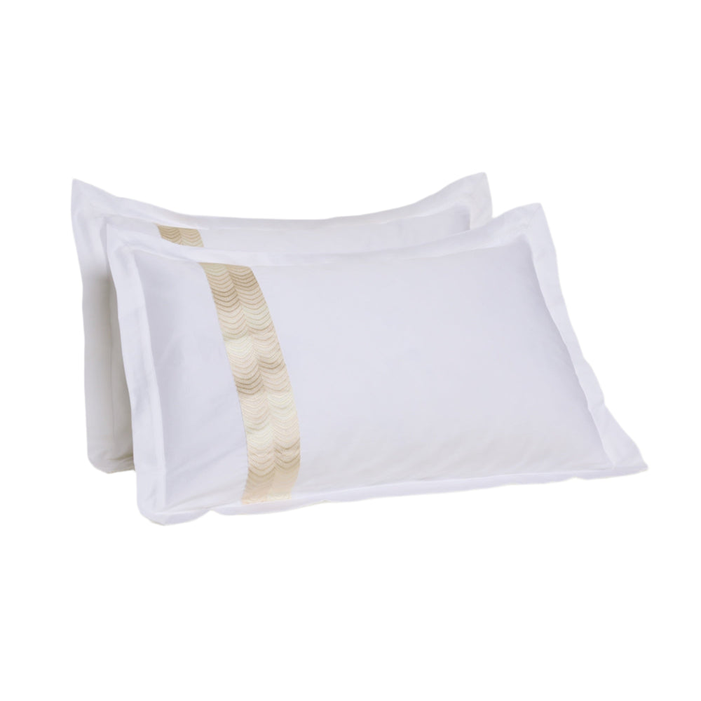 Simar Embroidered Pillowcases - Classic White & Gold