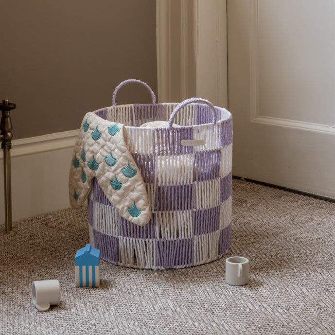 Checkerboard Storage Basket Large - Lilac