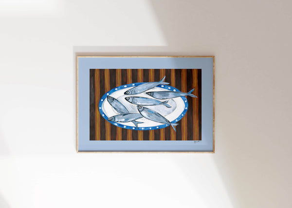 Fish on Stripe Print