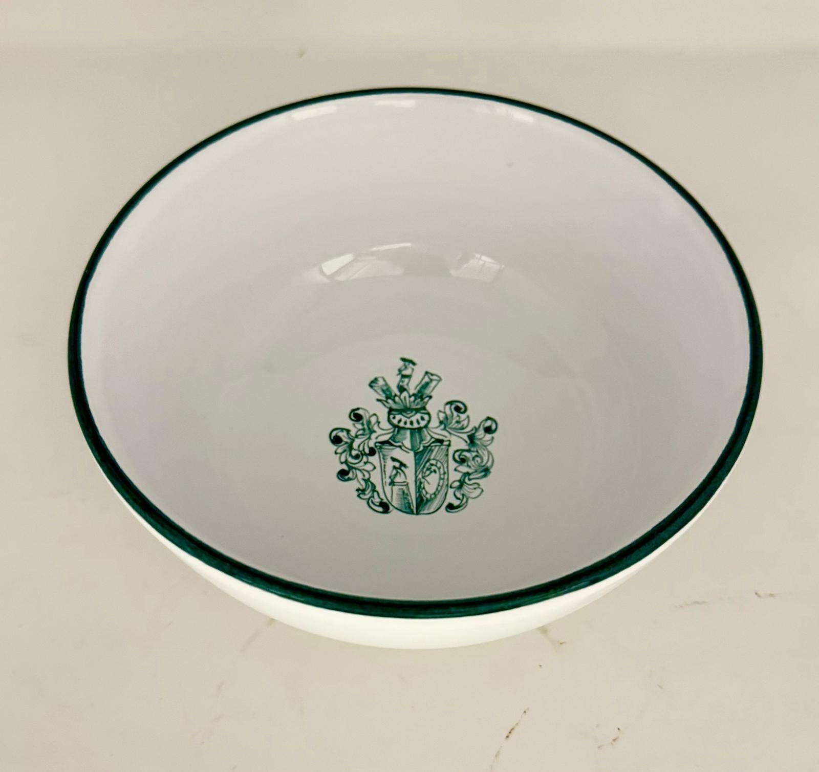 Hand Painted Bowl with Green Crest