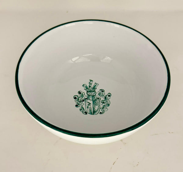 Hand Painted Bowl with Green Crest