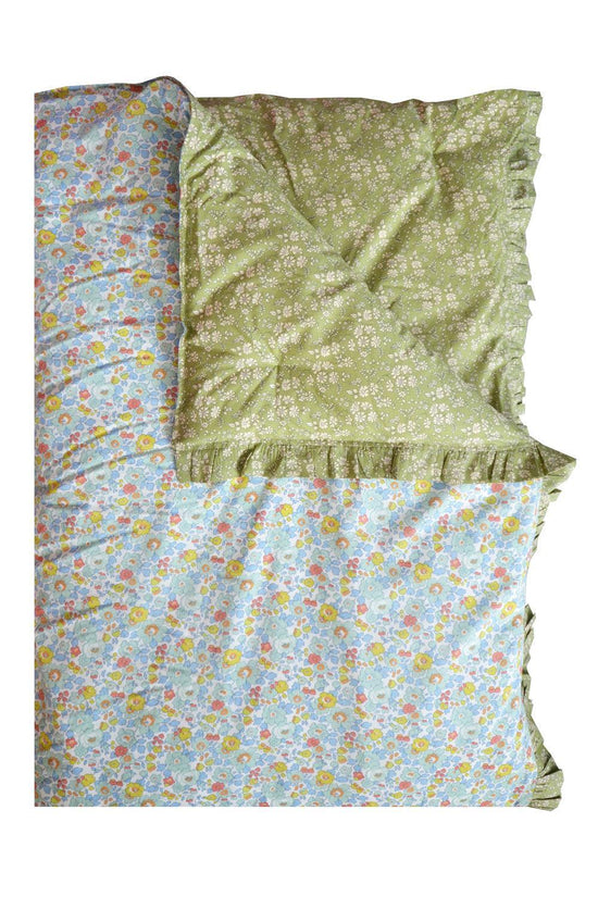 Reversible Ruffle Edge Heirloom Quilt Made With Liberty Fabric Betsy Sage & Capel Pistachio