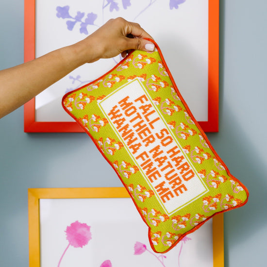 Fall So Hard Needlepoint Pillow