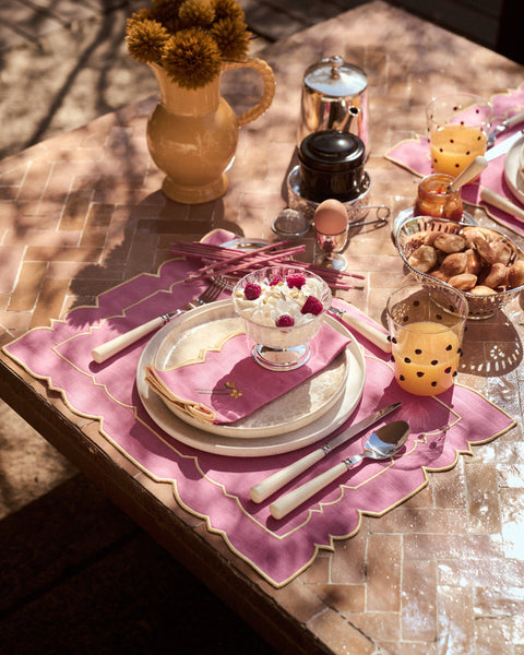 Gardénia Placemat, Pink with Yellow