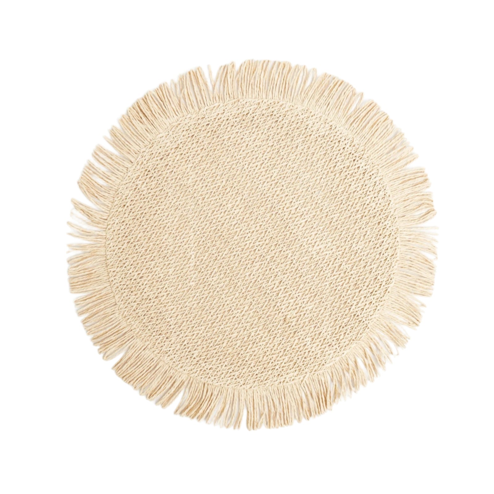 Elia Woven Rattan Round Fringed Placemats (set of 4)