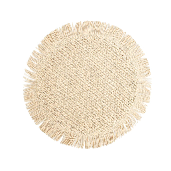 Elia Woven Rattan Round Fringed Placemats (set of 4)
