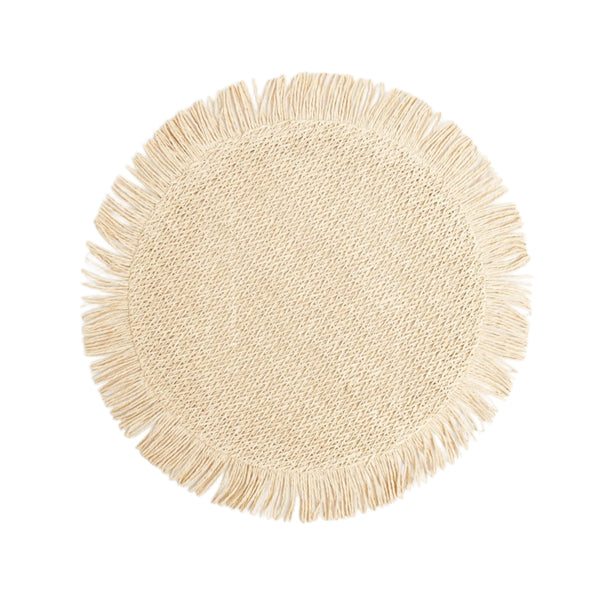 Elia Woven Rattan Round Fringed Placemats (set of 4)