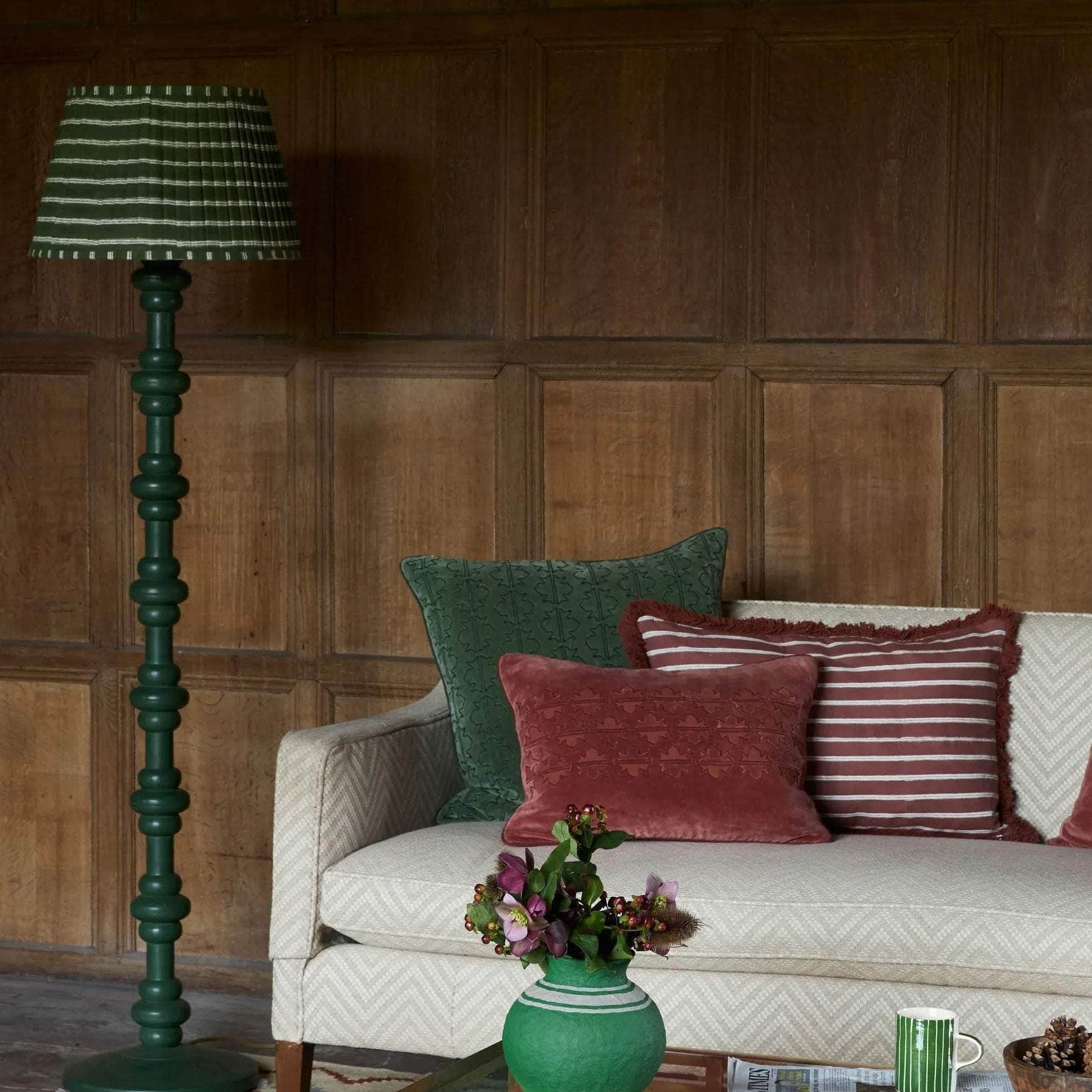 Edo Stripe Pleated Lampshade - Green