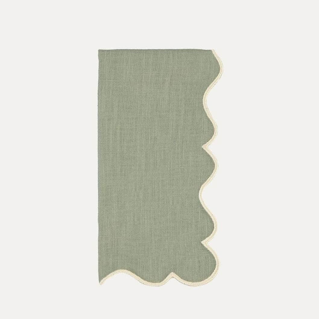 Wavy Napkin, Green With Ivory