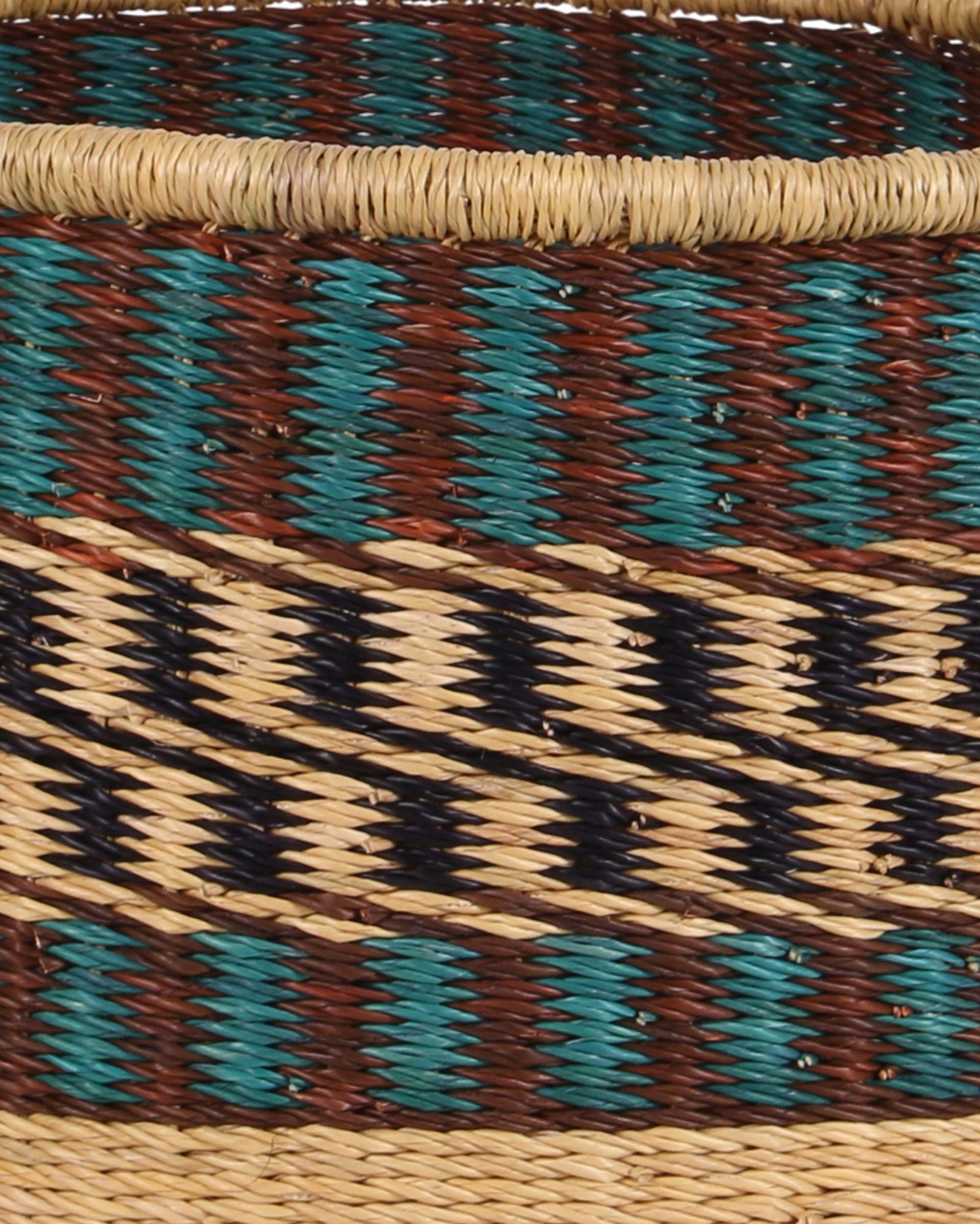 KWOI: Small Teal, Brown and Black Floor Storage Basket with Handles