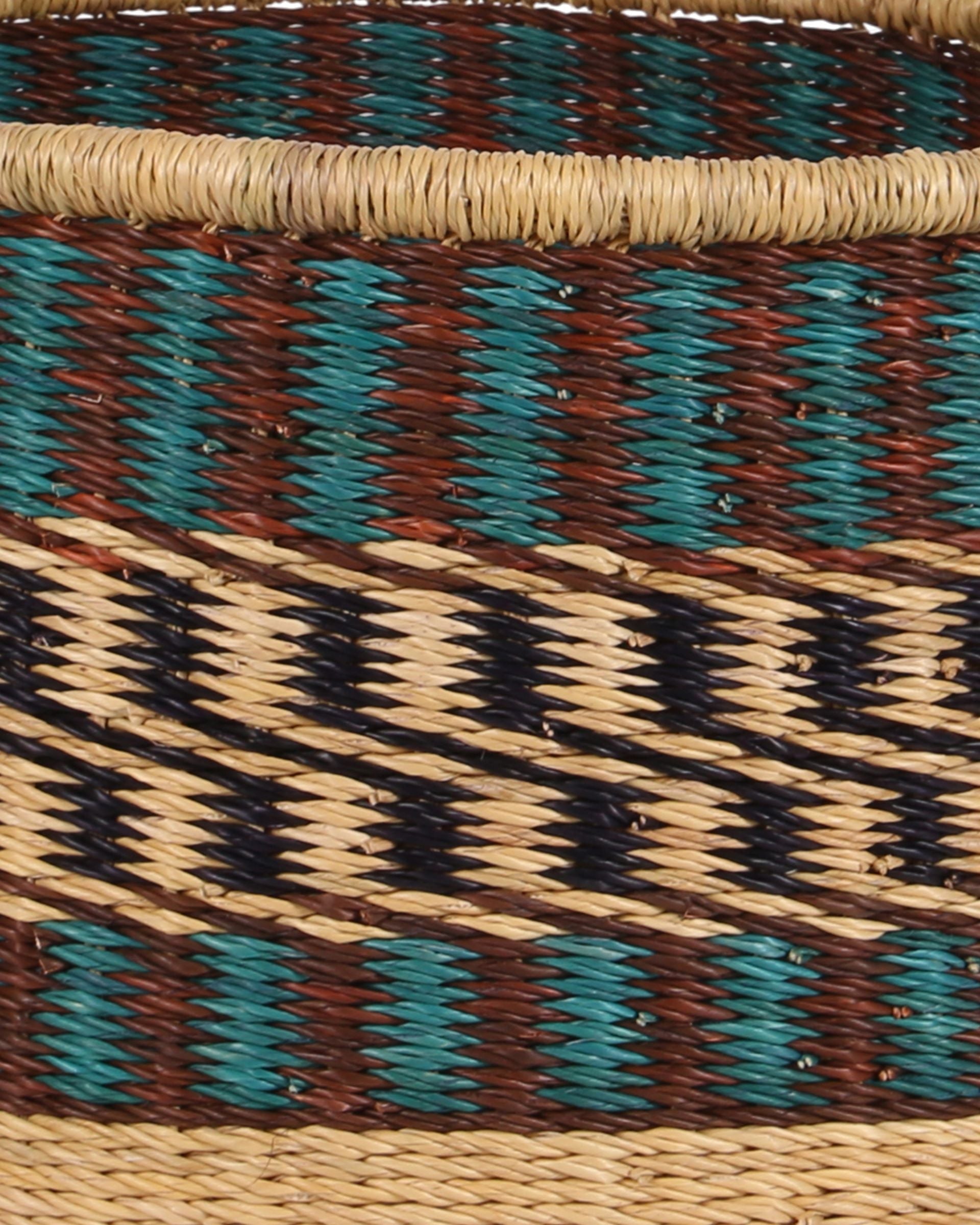 KWOI: Small Teal, Brown and Black Floor Storage Basket with Handles