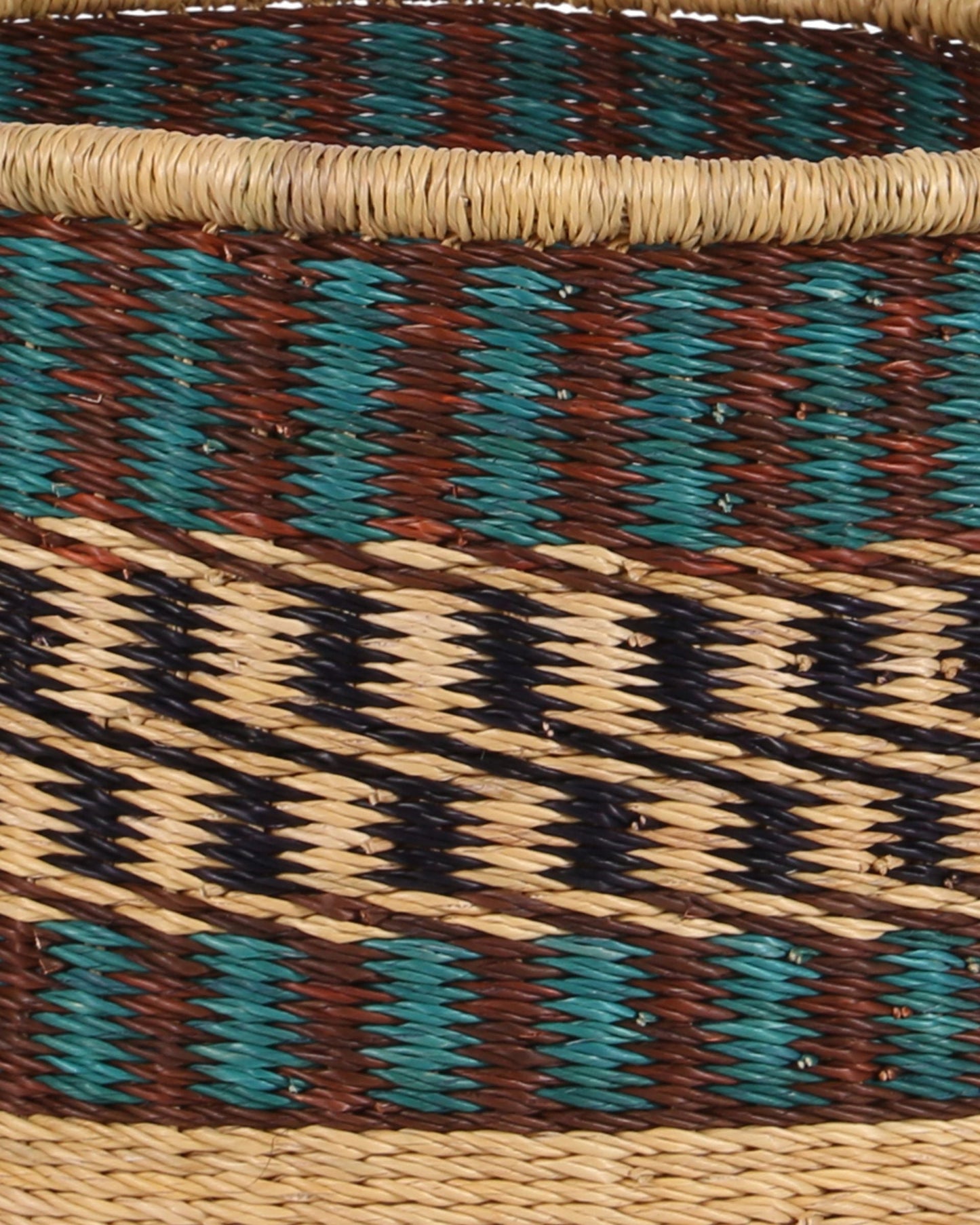 KWOI: Small Teal, Brown and Black Floor Storage Basket with Handles