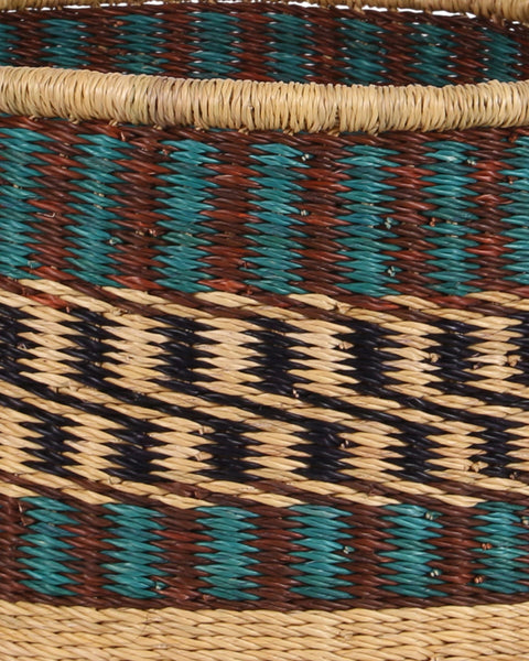 KWOI: Small Teal, Brown and Black Floor Storage Basket with Handles