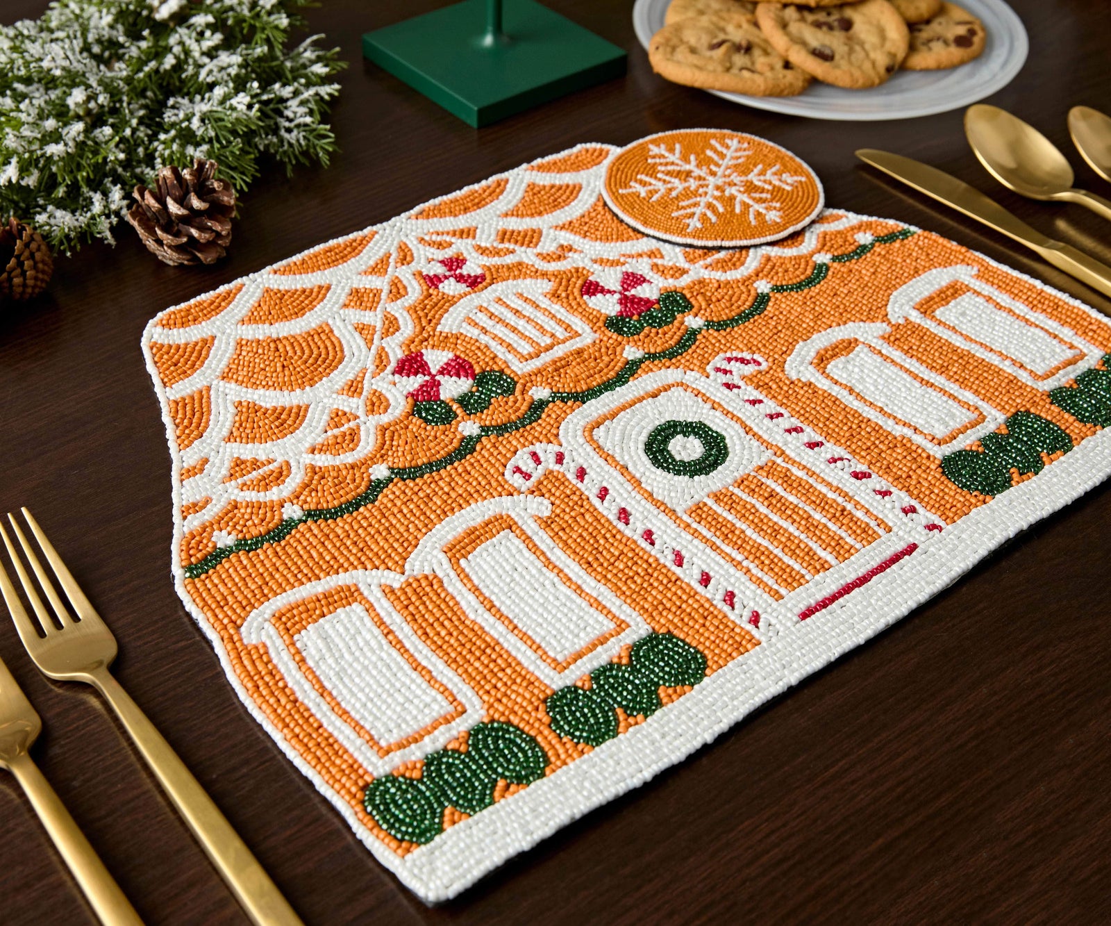 Handicraft Gingerbread House Beaded Placemat