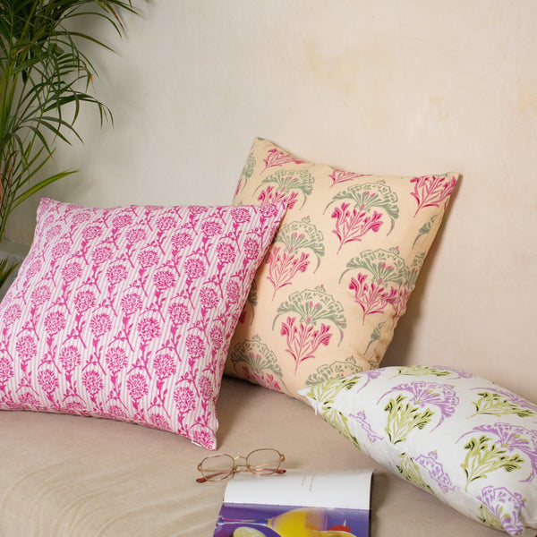 Nikhar Pure Linen Throw Pillow Cover - Pink