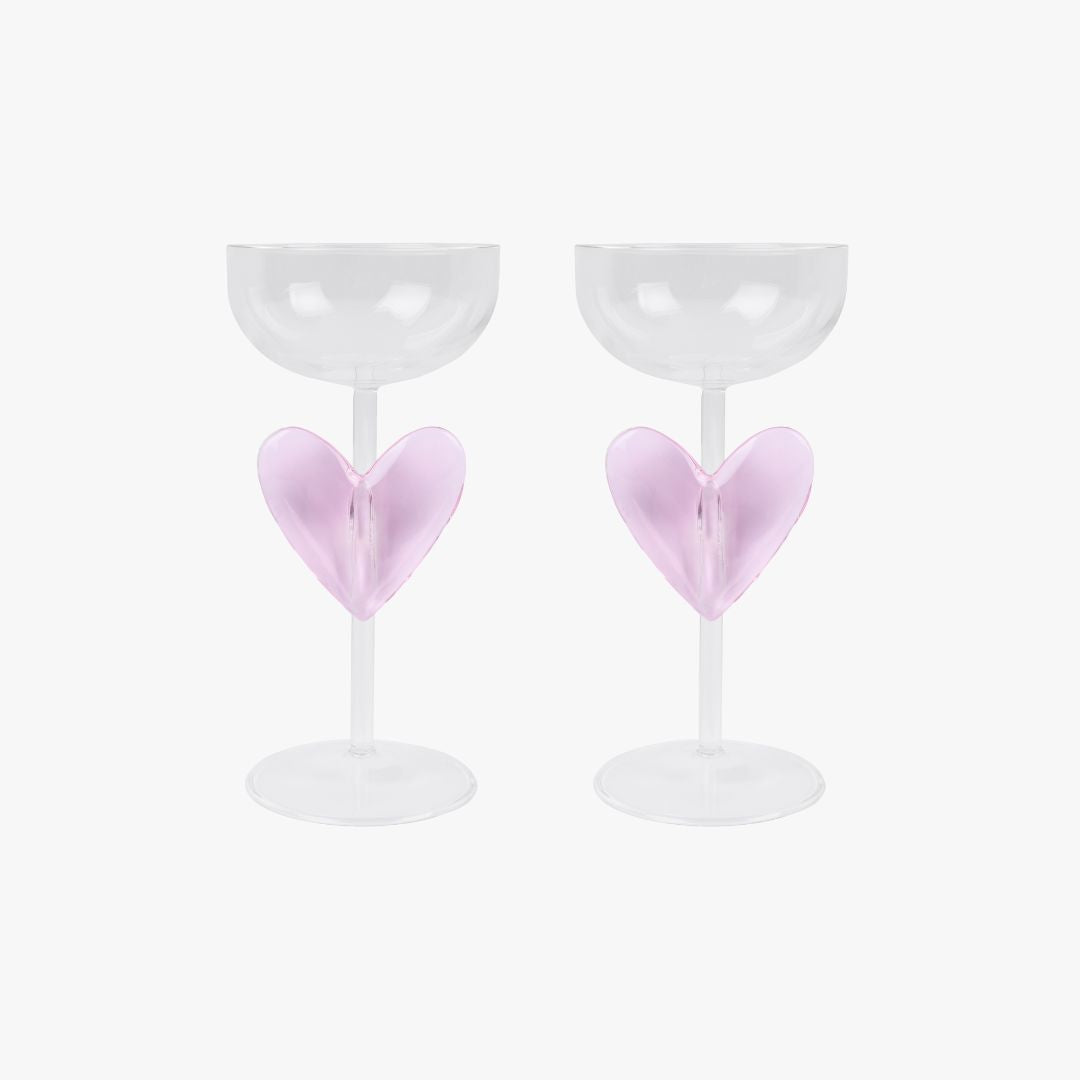 Set of Two Heart Coupes Pink
