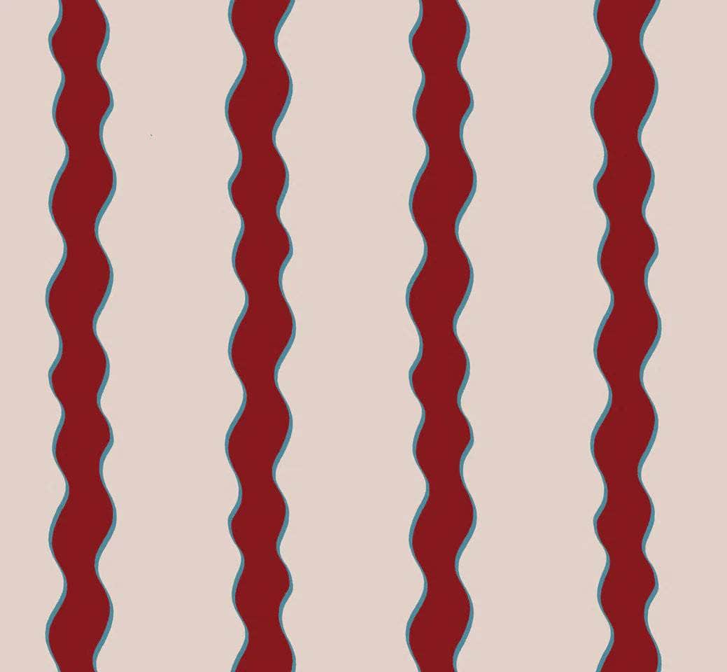 Scroll Stripe Fabric (Crimson)