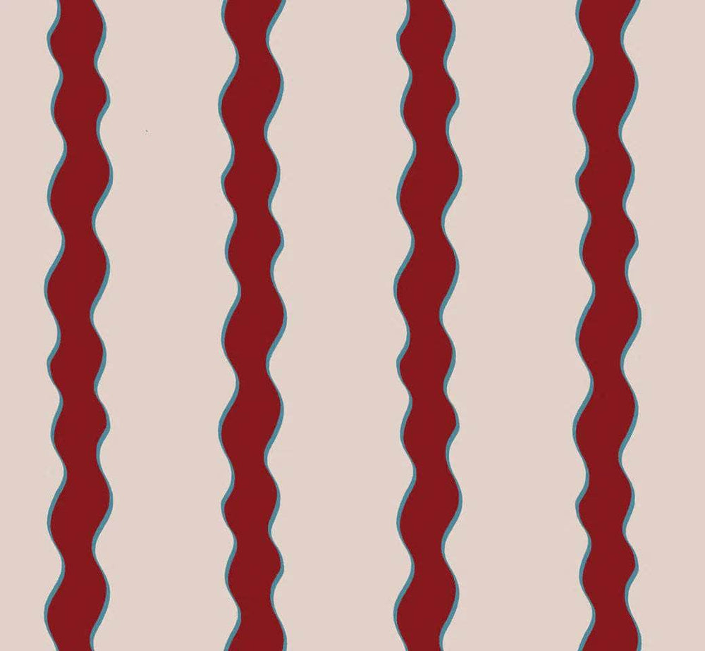 Scroll Stripe Fabric (Crimson)