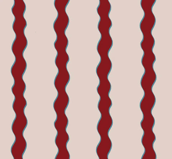 Scroll Stripe Fabric (Crimson)