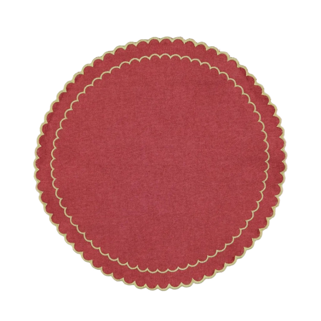 Filipa Placemat, Dusty Pink with Yellow