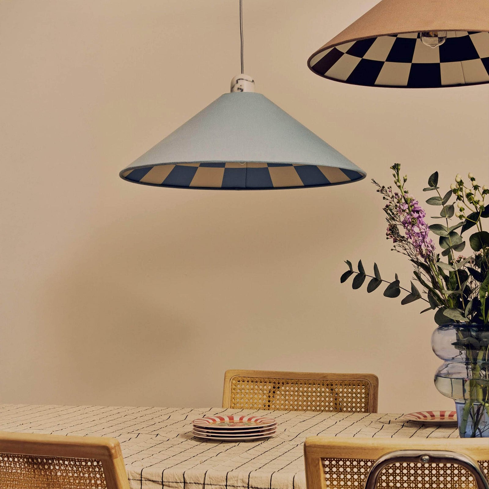 Damson Blue Checkered Cone Shade