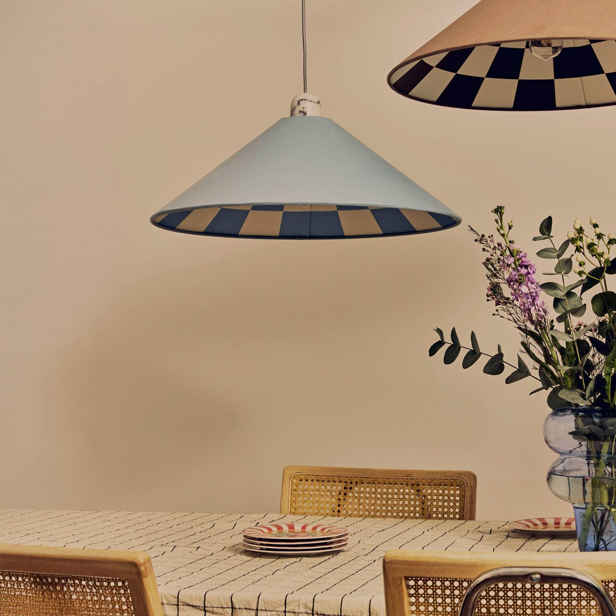 Damson Blue Checkered Cone Shade