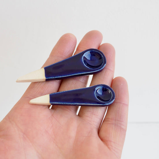 Handmade Mini Royal Blue Gloss Pottery Salt /  Spice Spoon