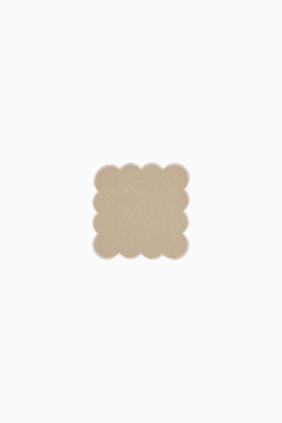 Zero-Waste Scalloped Linen Cocktail Napkins Oatmeal - Set of 4