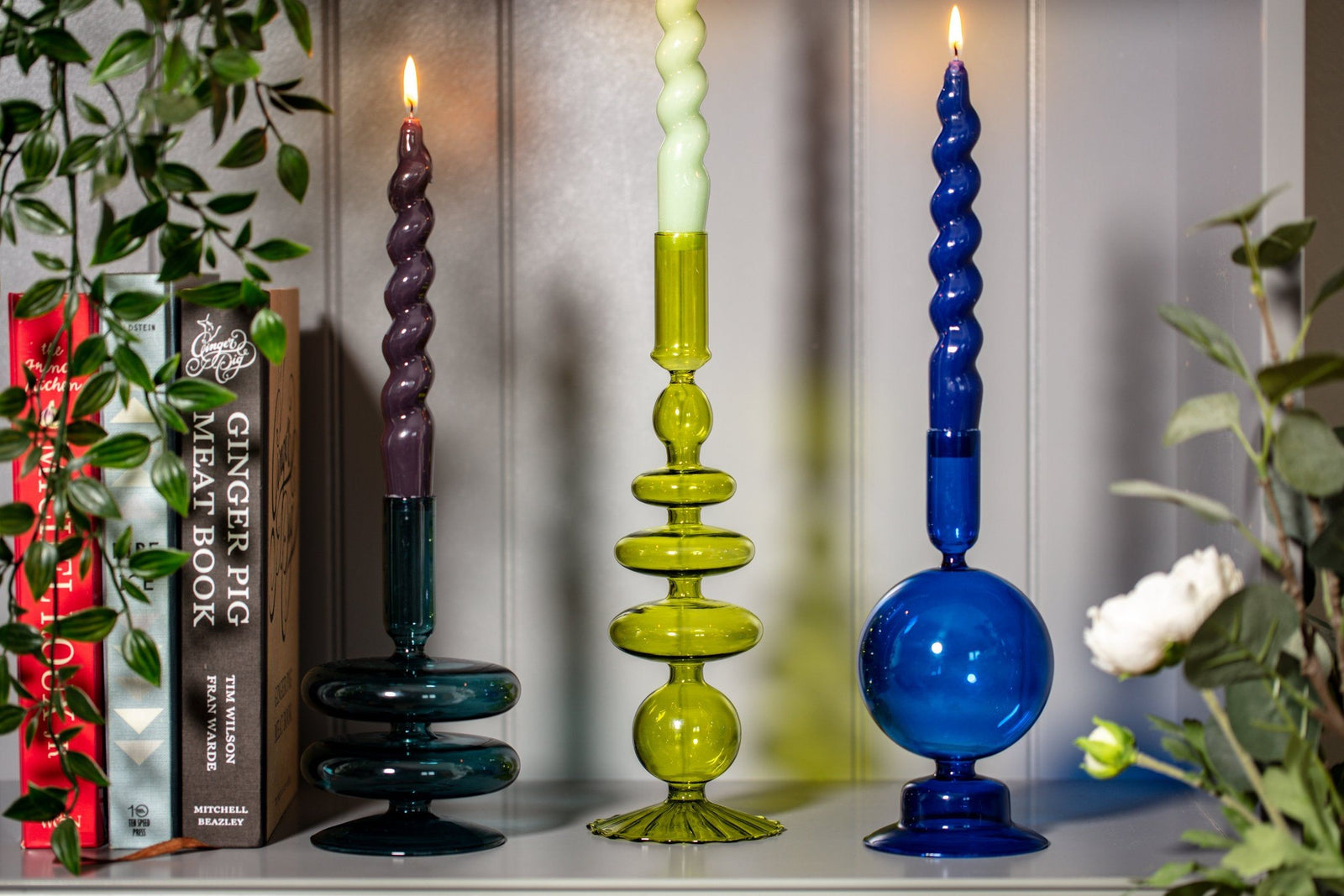 Spiral Taper Candle | Navy