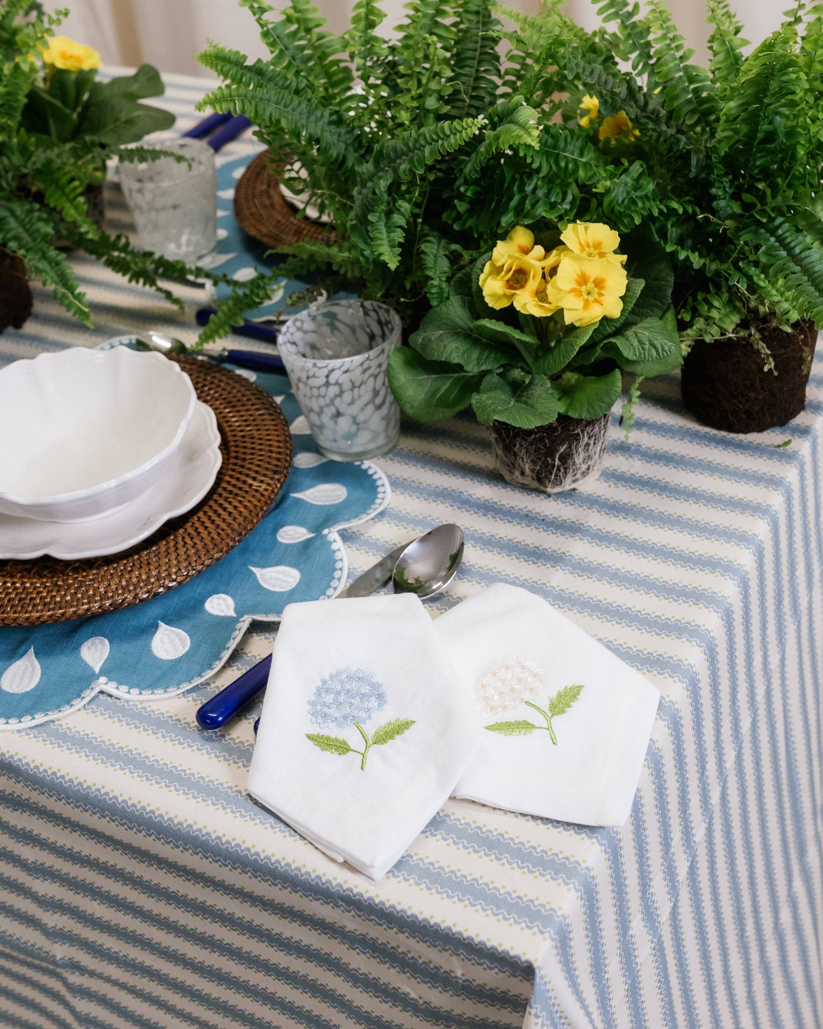 Hydrangea Napkin, White