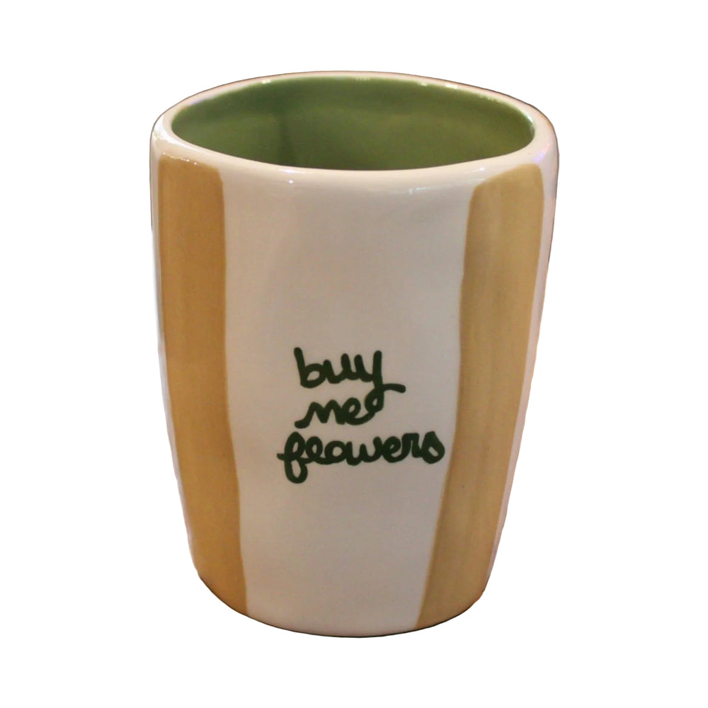 "buy me flowers" Hand-painted Striped Vase