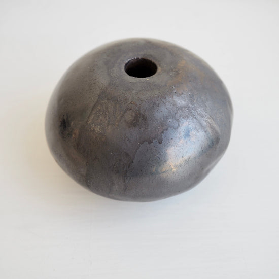 Handmade Ceramic Round Vases in White, Gold & Black