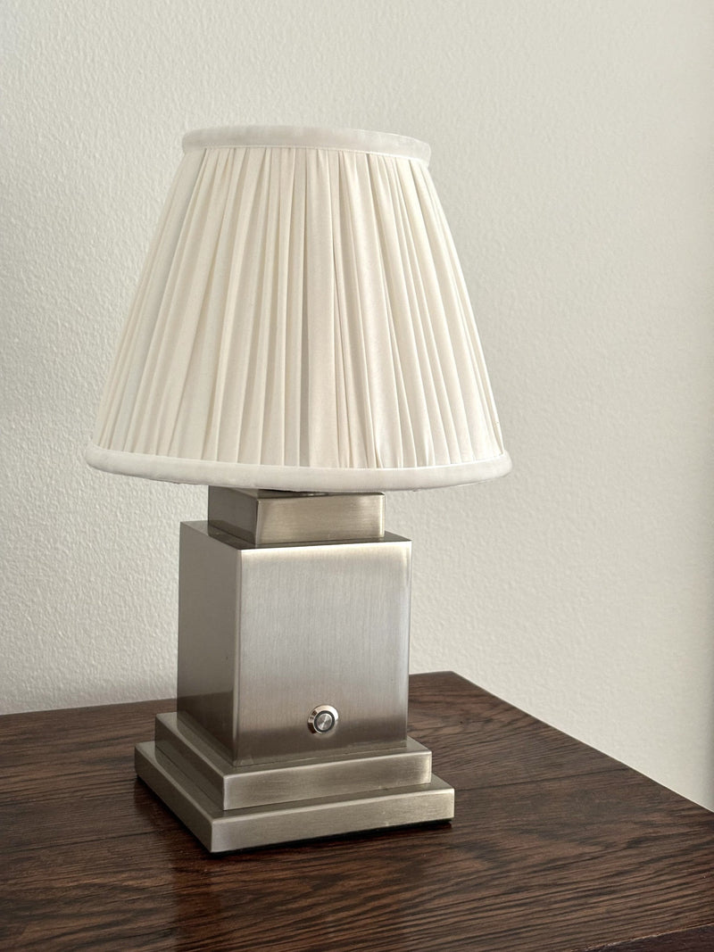 Athena Silver Rechargeable Table Lamp (White Mayfair)