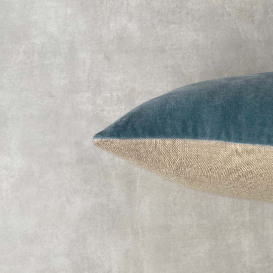The Velvet And Linen Cushion Petrol Blue