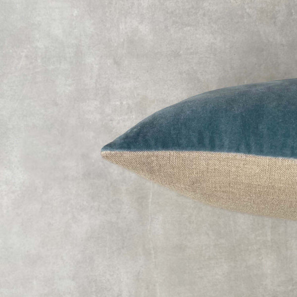 The Velvet And Linen Cushion Petrol Blue