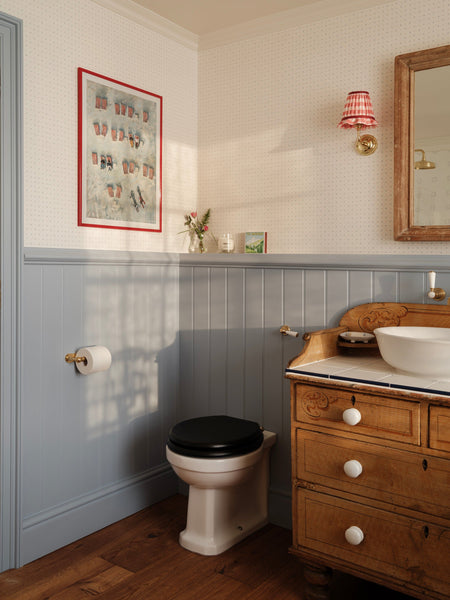 Minni Wallpaper - Bryony Blue and Soft Red