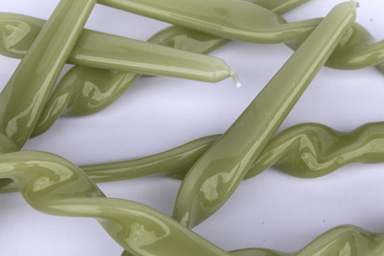 Twisted Taper Candlesticks | Leaf Green