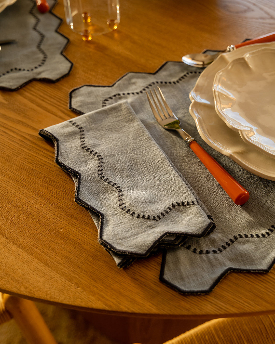 Alba Linen Napkin in Blue and Grey