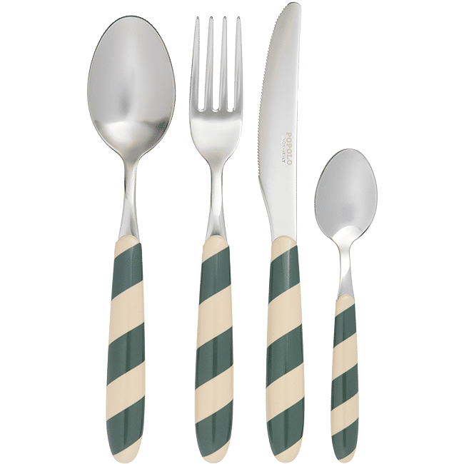 Cutlery Set of 4 Stripes Green