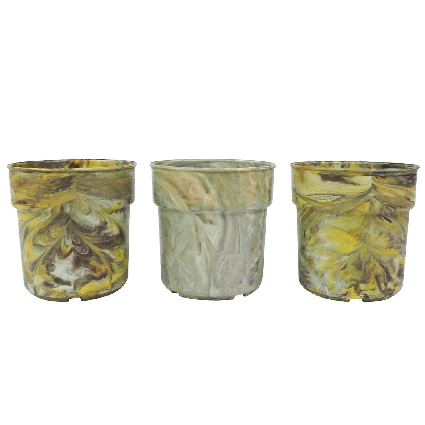 3 Vintage Marbled Plant Pots