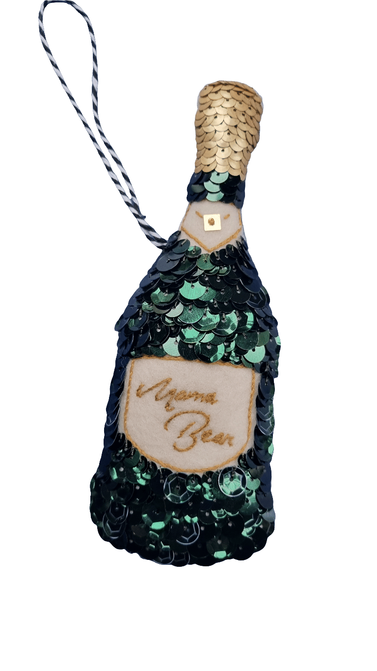 Fizz Champagne Sequin Ornament Personalised