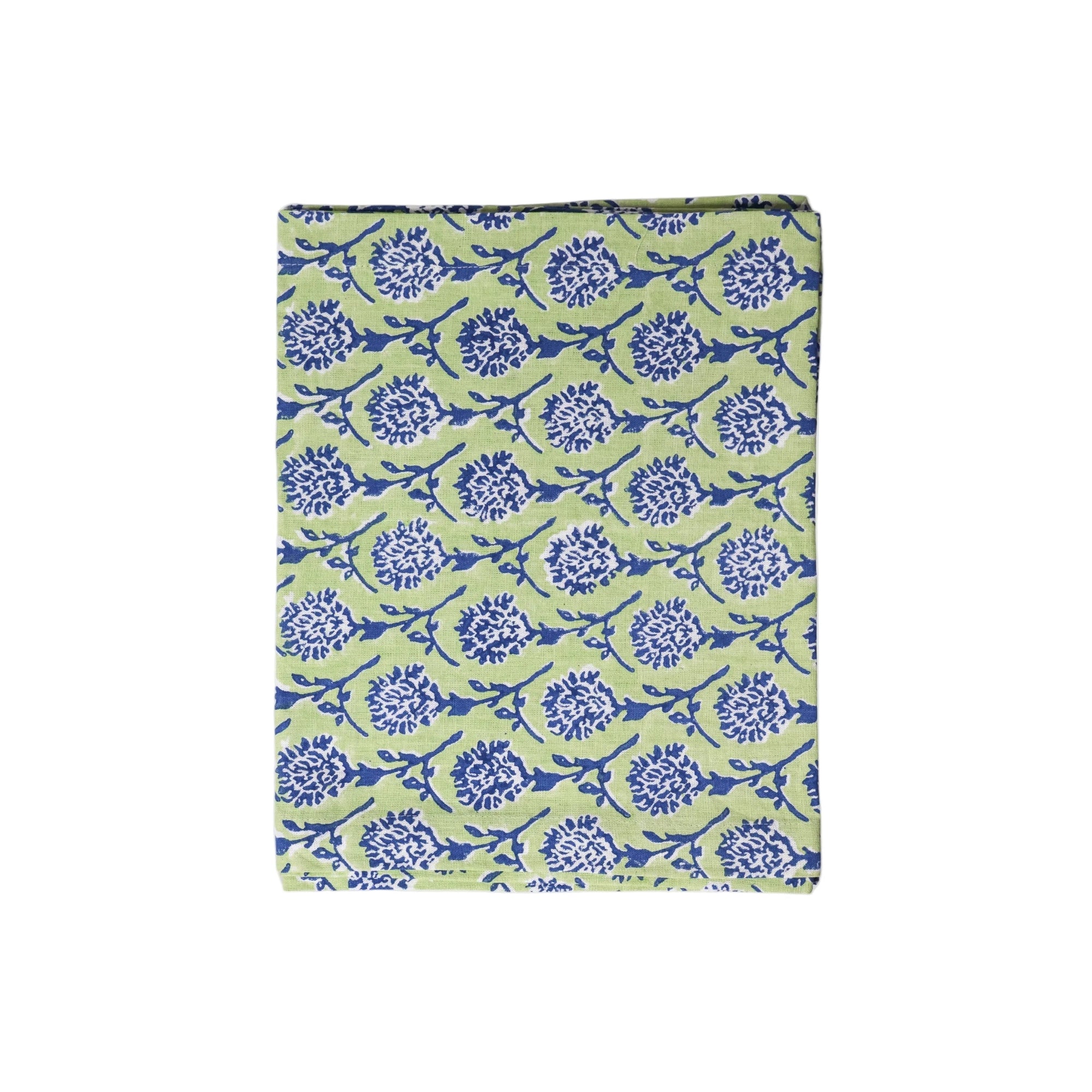 Nikhar Pure Linen Hand-Printed Table Runner - Lily Green