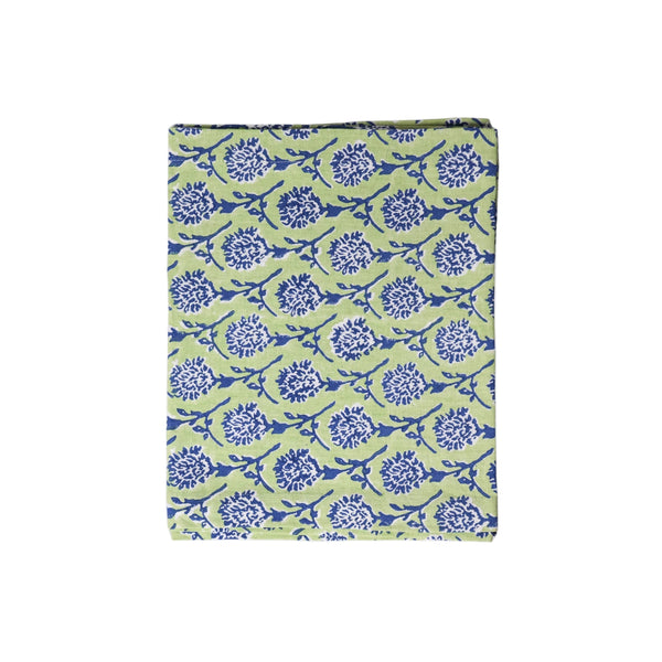 Nikhar Pure Linen Hand-Printed Table Runner - Lily Green