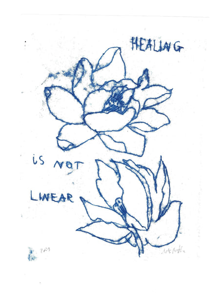 Original Monotype Drawing on Japanese Paper Healing is not Linear