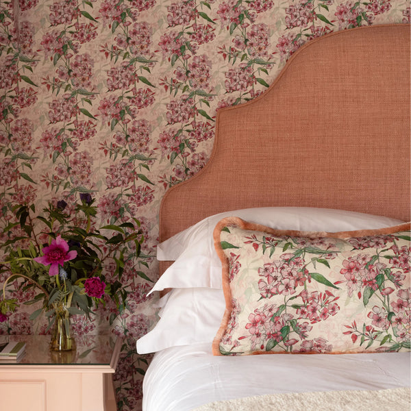 Pink Phlox Rows Fabric