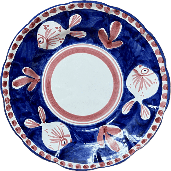 Amalfi Blue and Red Fish Plate 20cm