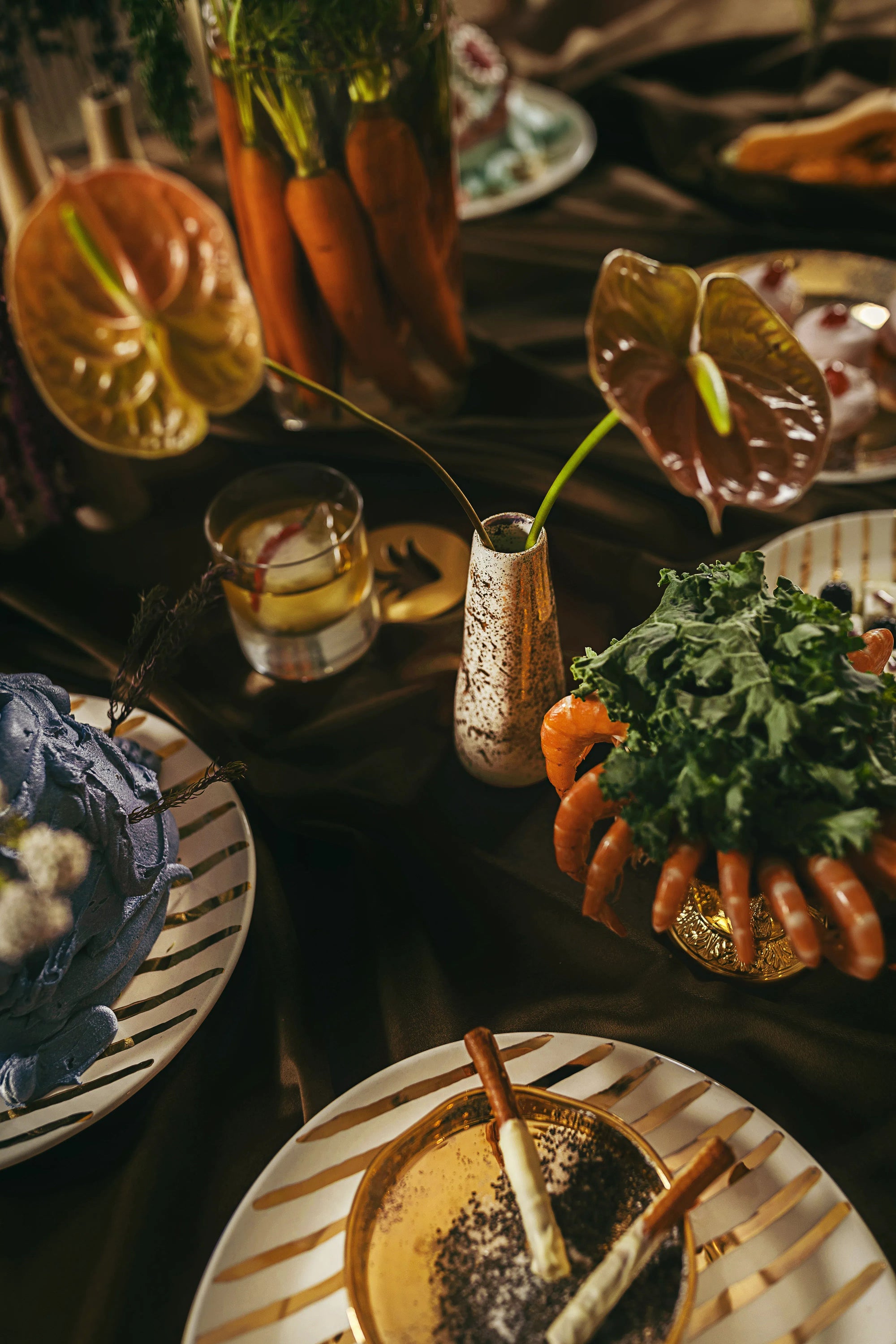 Gold Splatter Stem Vase