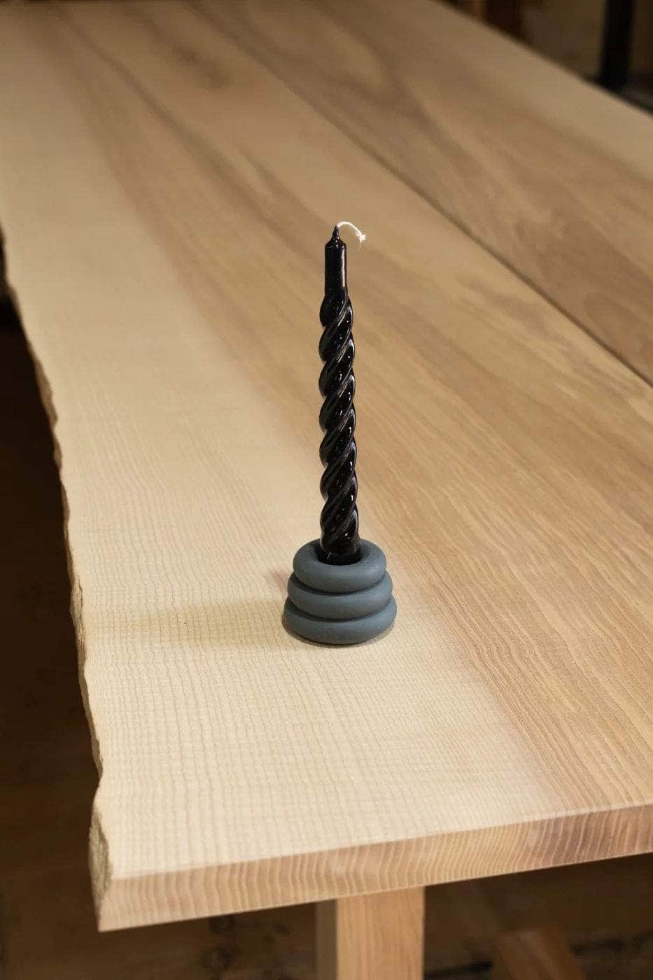 Black Twisted Gloss Candles - Set of 6